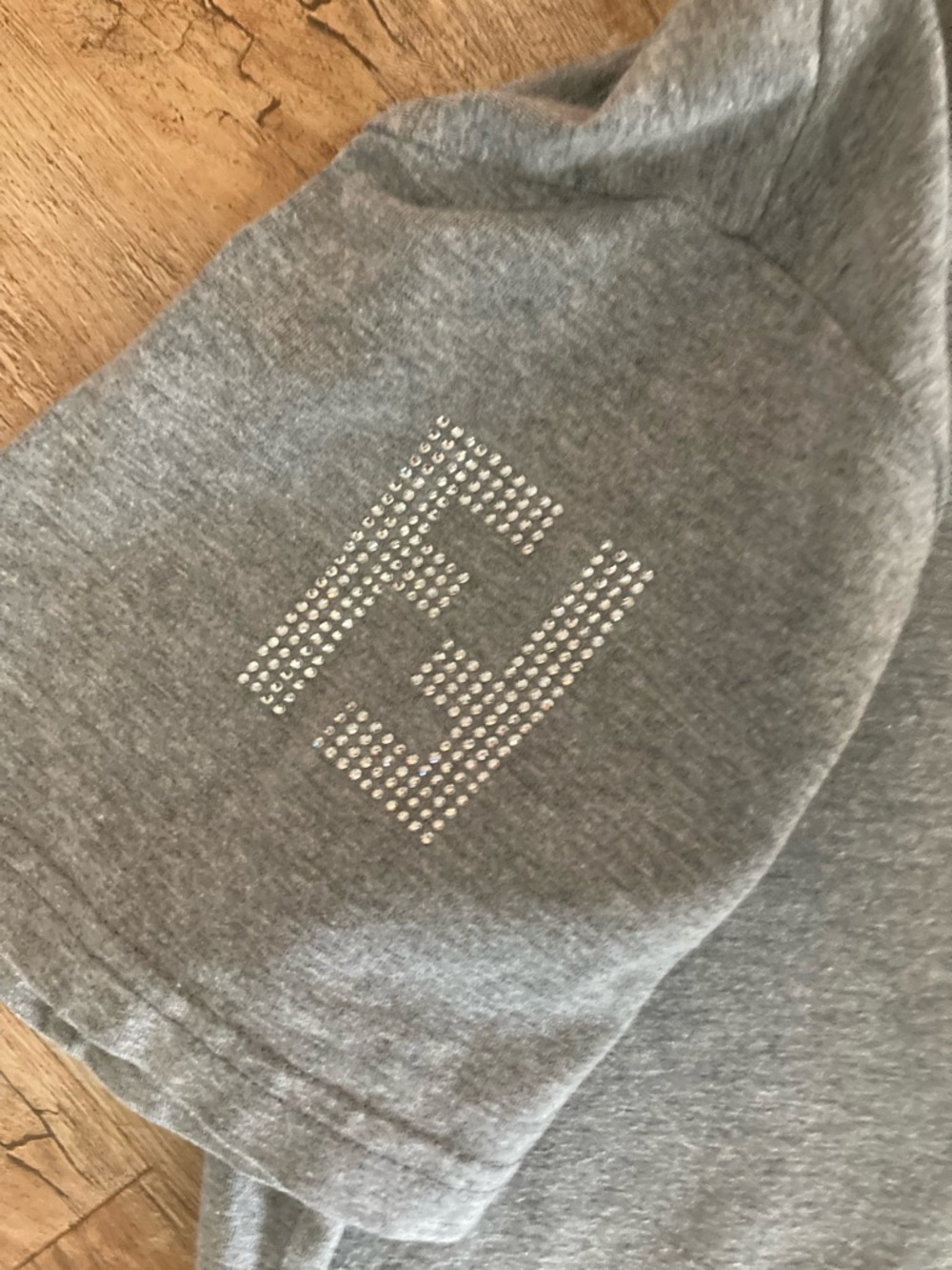 Fendi Silver-Gray Crystal Logo Tee Dress - Picture 5 of 9